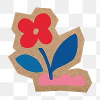 Cute red flower png, cut out paper element, transparent background