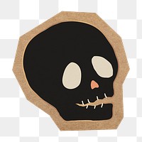 Skull icon png, cut out paper element, transparent background