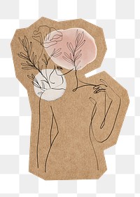 Woman’s body illustration png, cut out paper element, transparent background