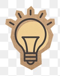 Light bulb icon png, cut out paper element, transparent background