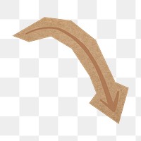 Down right arrow png, cut out paper element, transparent background