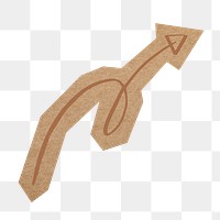 Twisted arrow doodle png, cut out paper element, transparent background