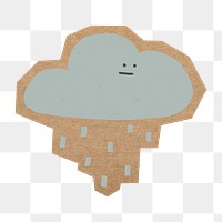 Rainy cloud png, cut out paper element, transparent background