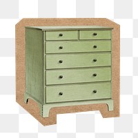 Vintage green drawers png, cut out paper element, transparent background