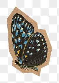 Blue spotted butterfly png, cut out paper element, transparent background