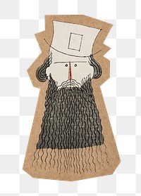 Man with beard png, cut out paper element, transparent background