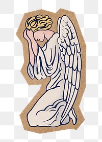 Vintage angel png, cut out paper element, transparent background