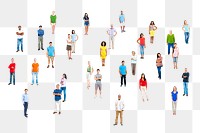 PNG crowd of people, collage element, transparent background