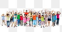 Diverse kids png element, transparent background