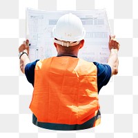 PNG Site engineer at construction site, collage element, transparent background