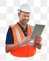 PNG Site engineer at construction site, collage element, transparent background