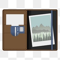 Png Photo and Card in Wallet element, transparent background