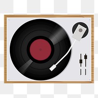 Png vintage vinyl disc player element, transparent background