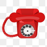 Png Red Retro Vintage Telephone element, transparent background