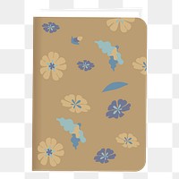 Png floral notebook element, transparent background