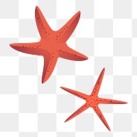 Png Two Red Starfish element, transparent background