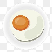 Png Fried Egg on Plate Breakfast Food element, transparent background