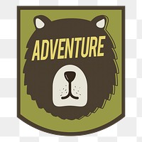 Png Bear Adventure Badge sticker, transparent background