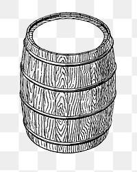 Barrel png vintage illustration on transparent background, white and black design