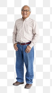 Senior asian man png element, transparent background