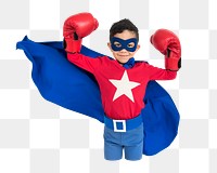 PNG Happy superhero kid, collage element on transparent background