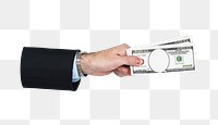 Businessman holding money png transparent background