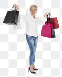 Woman shopping png element, transparent background