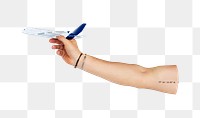 Hand holding png paper plane transparent background