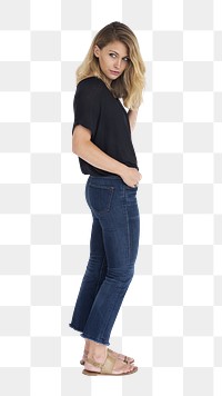 Blonde woman png element, transparent background