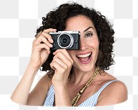 Women taking photo png element, transparent background