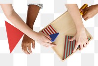 Hand holding png gift box transparent background