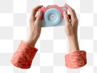 Hand holding camera png transparent background