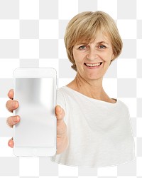 Senior woman png element, transparent background