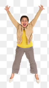 Senior Asian woman png element, transparent background