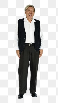 Senior asian man png element, transparent background