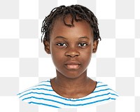PNG Portrait of cute African girl, collage element, transparent background