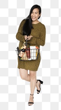 Woman shopping png element, transparent background