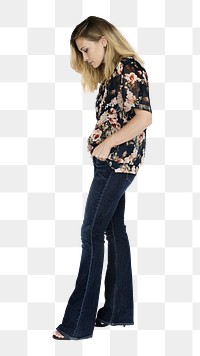 Blonde woman png element, transparent background