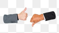 PNG Thumbs up & down, collage element, transparent background