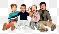 Diverse kids png element, transparent background