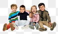 Diverse kids png element, transparent background