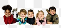 Diverse kids png element, transparent background