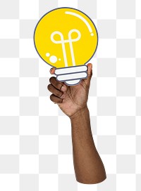 Hand holding png light bulb transparent background