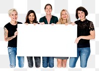 People holding placard png element, transparent background