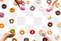 Hand holding png donut, transparent background