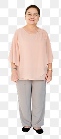 Senior Asian woman png element, transparent background