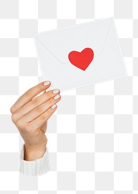 Hand holding png love letter transparent background