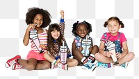 Diverse kids png element, transparent background