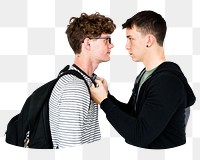 Friends fight png element, transparent background