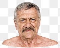 Senior man png element, transparent background